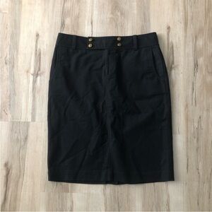 Lauren Ralph Lauren Black Pencil Skirt with Gold-Tone Buttons